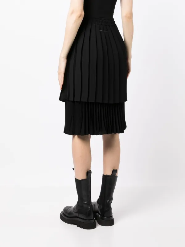 MM6 Maison Margiela knee length Pleated Skirt Black FARFETCH CA