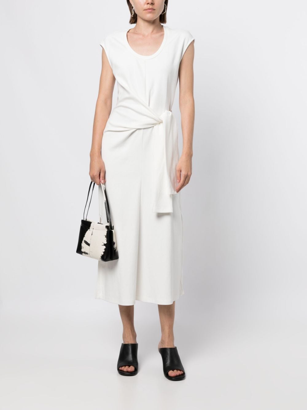 Shop Goen J Twist-detail Midi Dress In White
