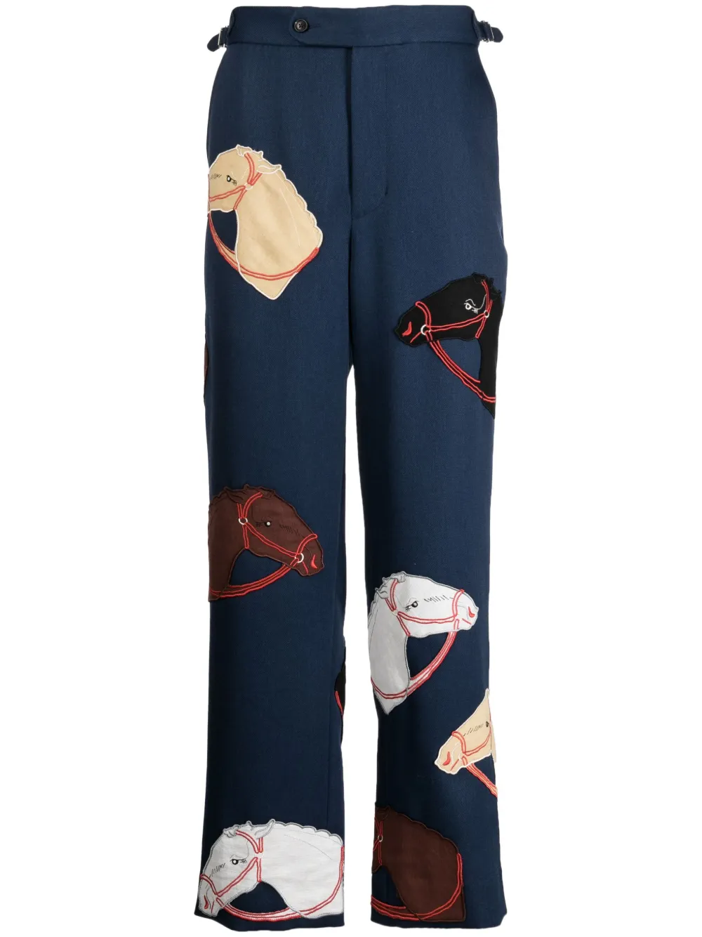 BODE illustration-style Horse Appliqué Trousers - Farfetch