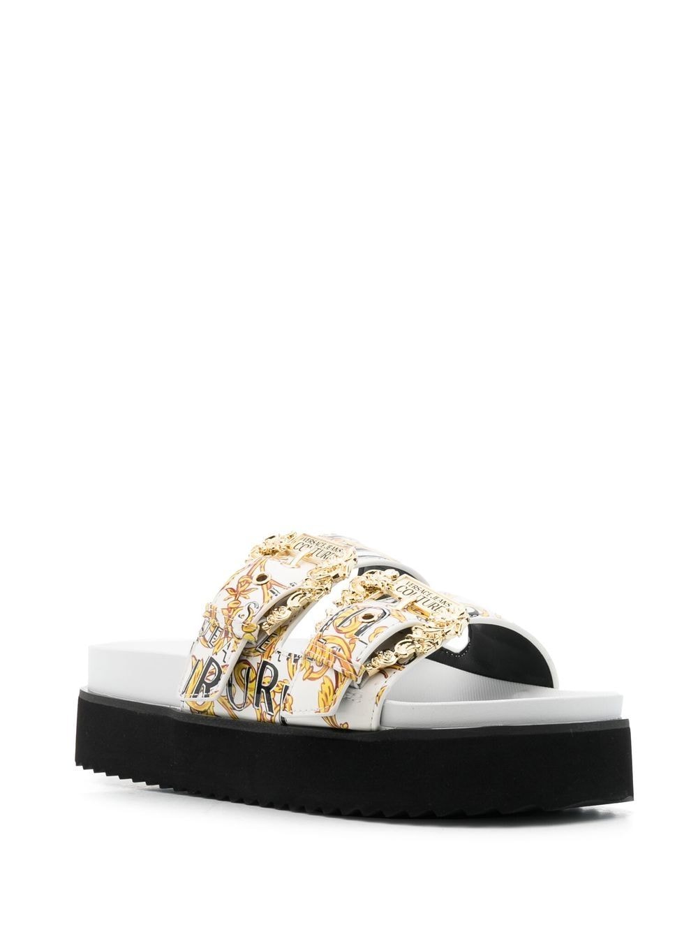 Versace Jeans Couture Slippers met dubbele gesp - Wit