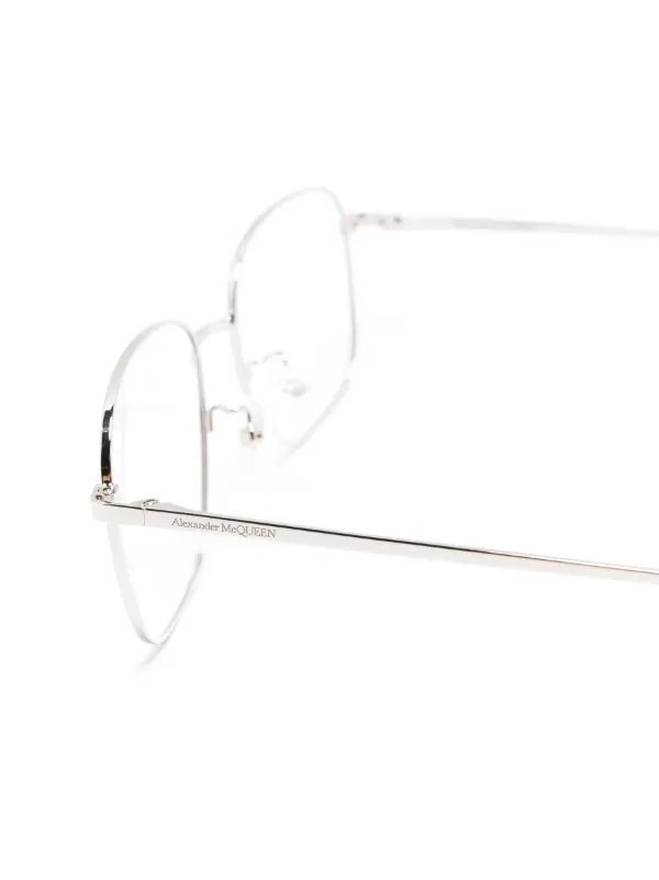 Alexander McQueen Eyewear スクエア眼鏡フレーム | シルバートーン 