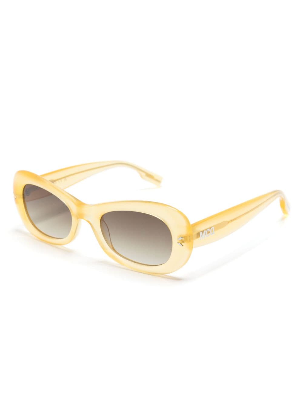 Shop Mcq By Alexander Mcqueen Gradient-lenses Oval-frame Sunglasses In Yellow