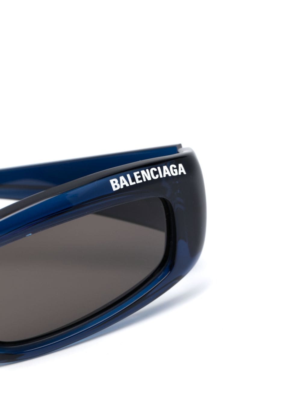 Shop Balenciaga Logo-print Detail Sunglasses In Blue