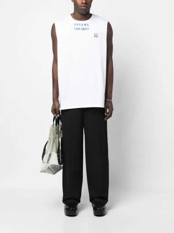 Raf Simons X Fred Perry slogan print Cotton Tank Top Farfetch