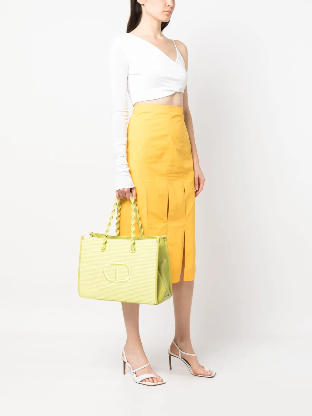TWINSET Shopper met logopatch - Groen