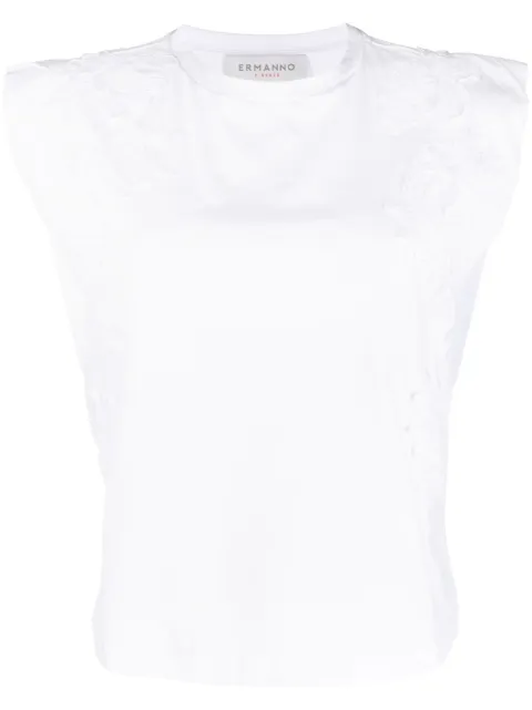 ERMANNO FIRENZE  floral-appliqué sleeveless cotton top