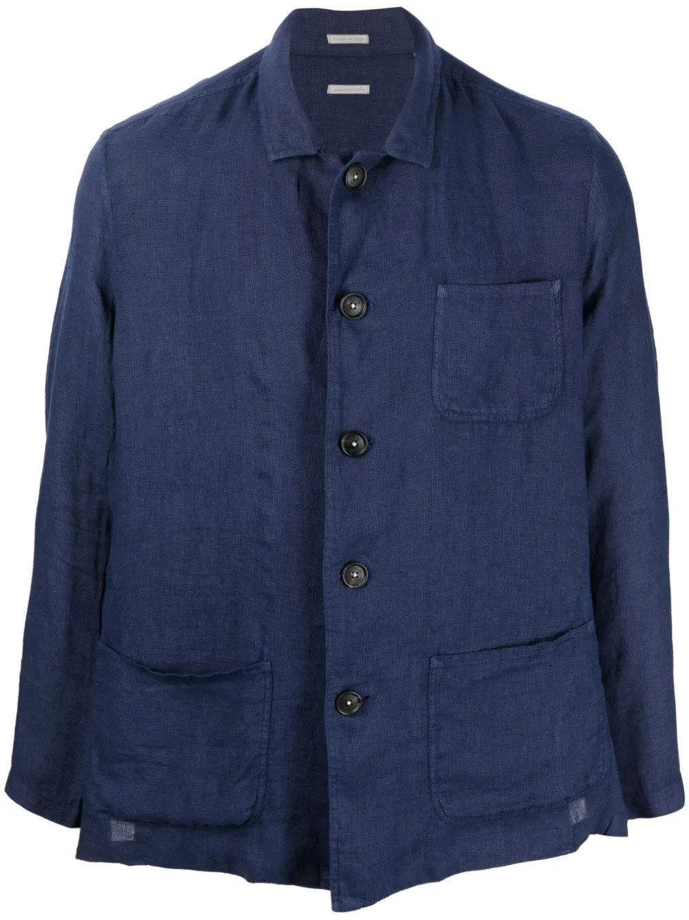 massimo alba buttoned linen shirt jacket - blue