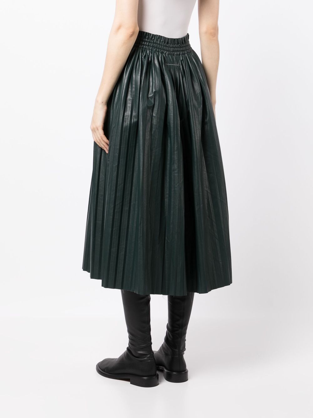 Shop Mm6 Maison Margiela Below-knee Pleated Skirt In Black