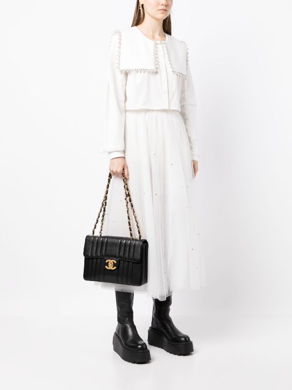 Chanel Pre-owned 1992 Jumbo Mademoiselle Classic Flap Shoulder Bag - Black