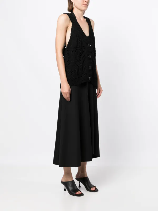 Goen.j Crochet-Panel Layered Dress - Black