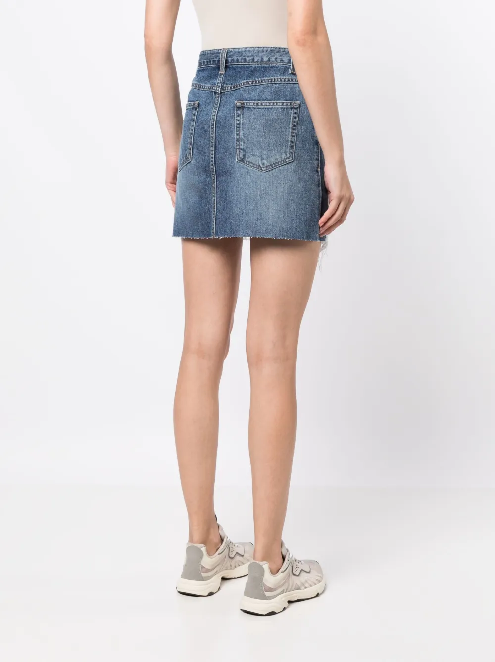 Shop Goen J Distressed Denim Skirt In Blue