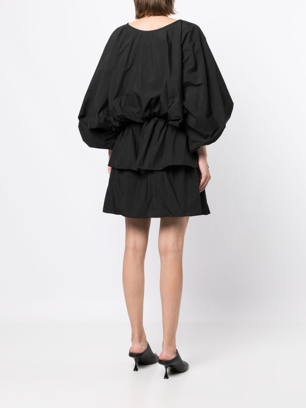 Shop Goen J Balloon-sleeves Poplin Dress In Black