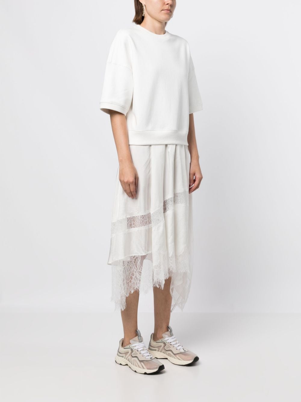 Shop Goen J Layered Lace-trim Dress In White