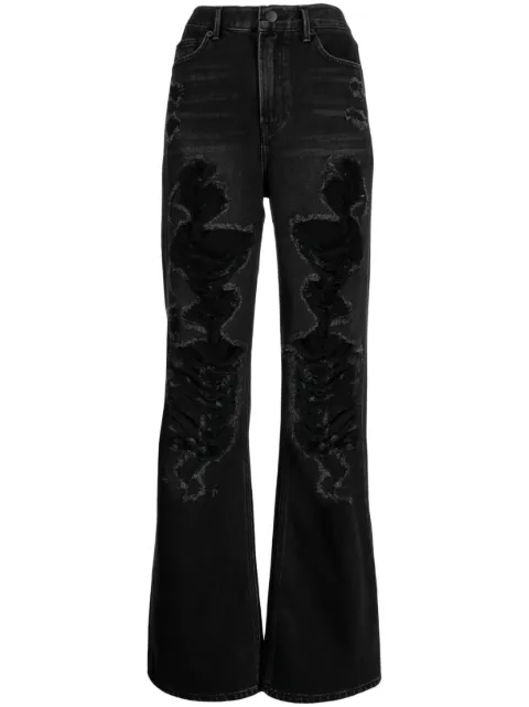 Goen.J ripped high-rise straight-leg jeans