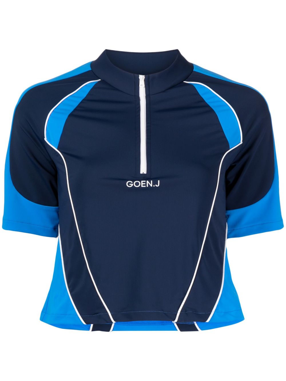 Image 1 of Goen.J colour-block logo-embroidered top