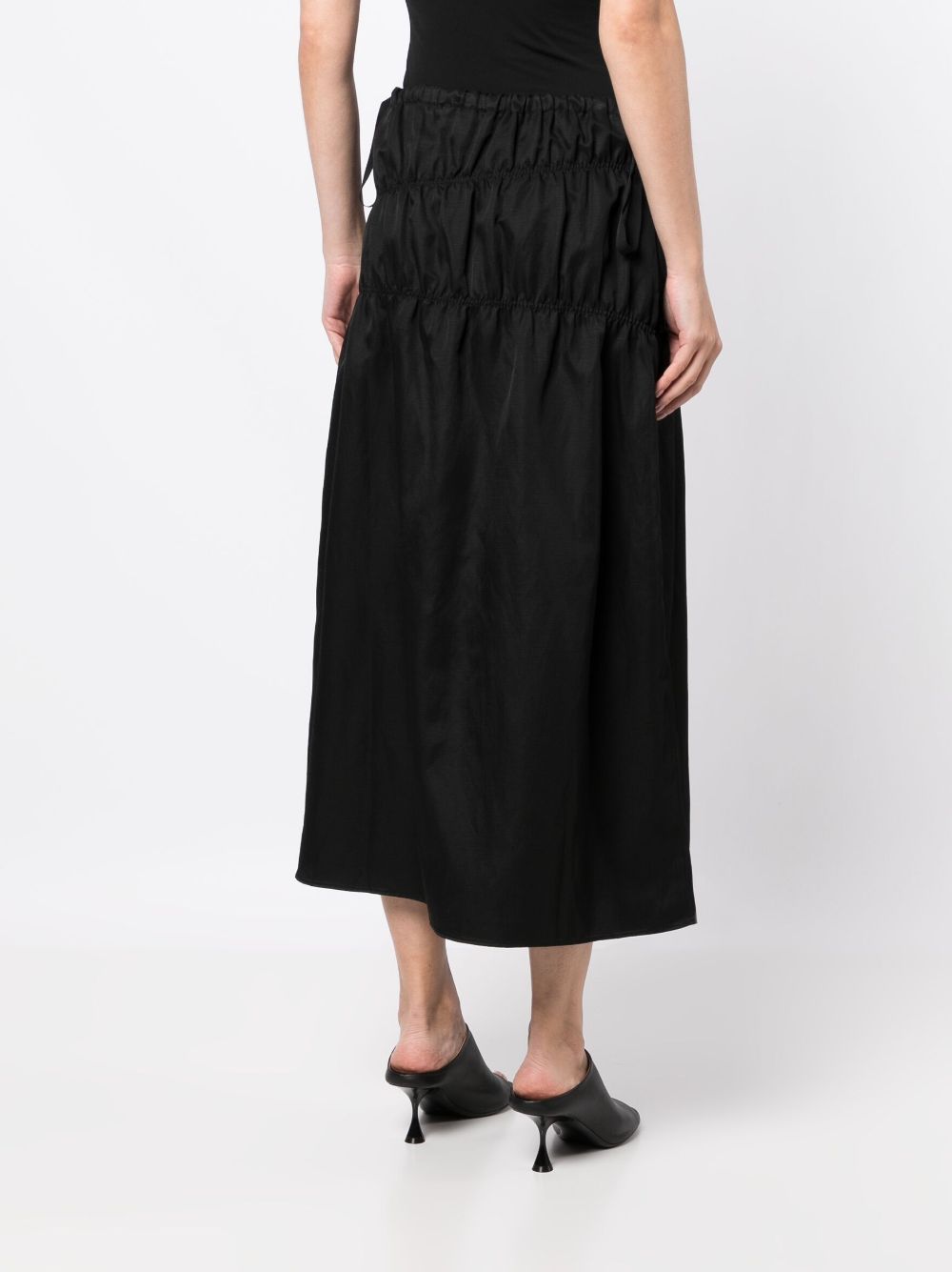 Shop Goen J Midi Ruched Straight Skirt In Black