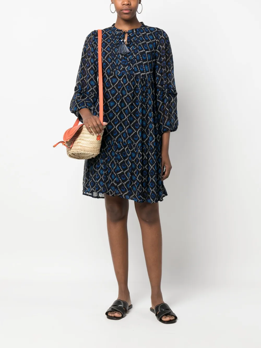 MOLIIN Mini-jurk met monogramprint - Blauw