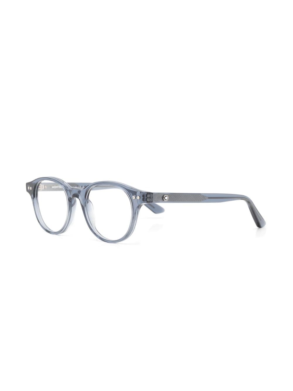 Shop Montblanc Transparent Round-frame Glasses In Grey