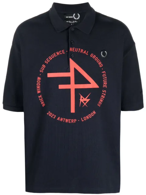 Raf Simons X Fred Perry Camisa polo com patch de logo