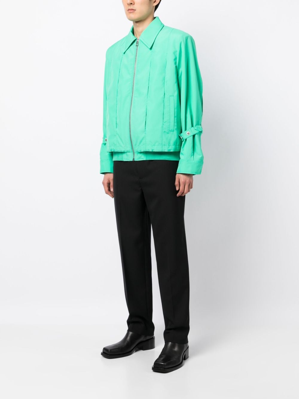 Image 2 of SONGZIO pleat-detail zip-up shirt jacket
