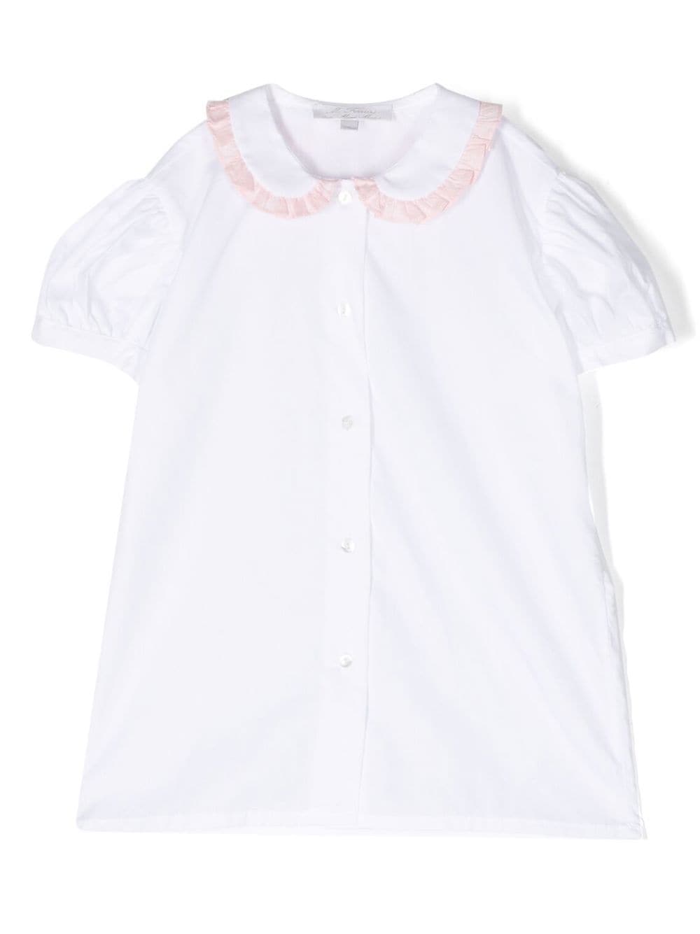 Mariella Ferrari Ruffle-collar Short-sleeve Top In Weiss