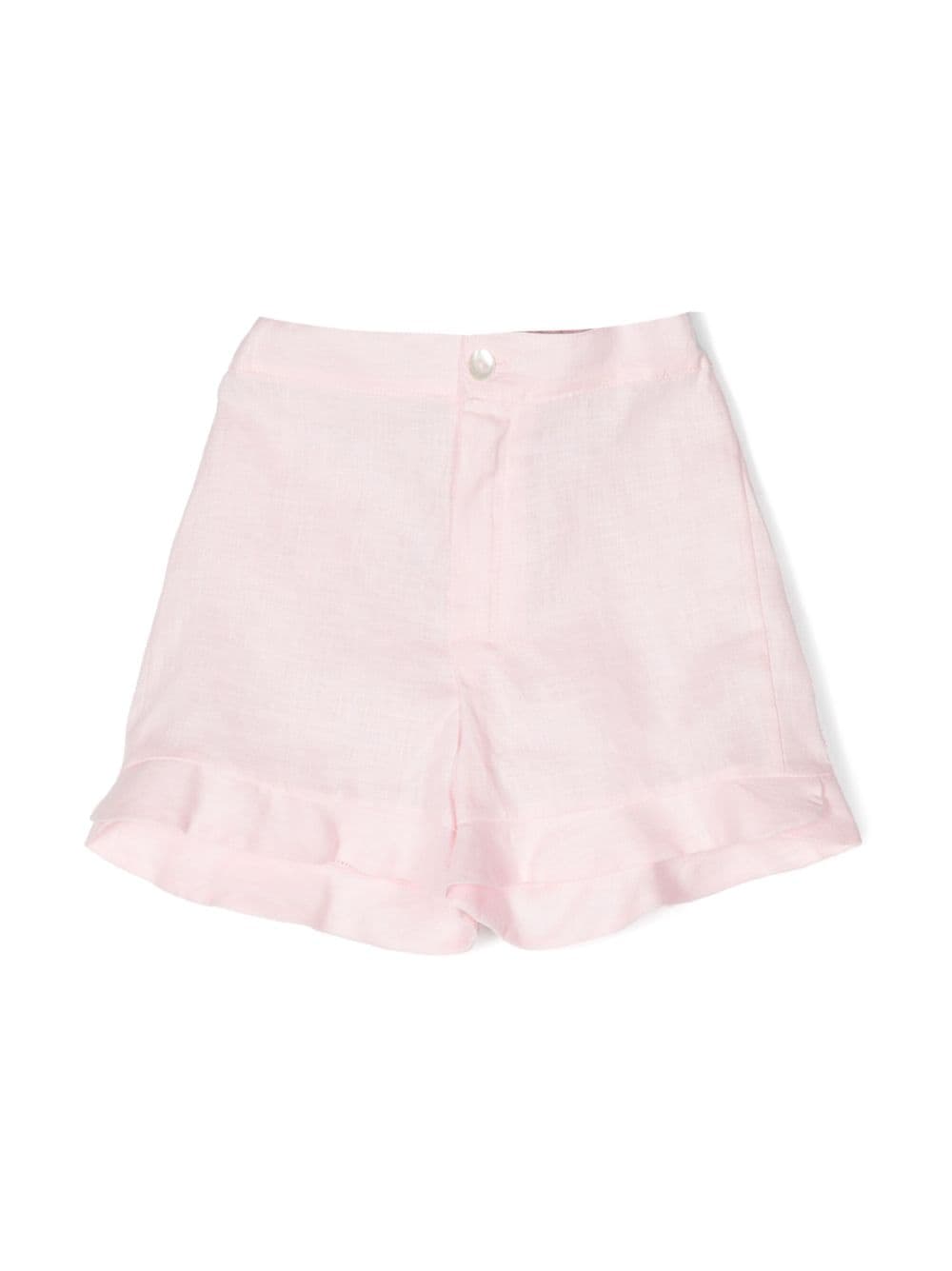Mariella Ferrari Kids' Linen Plaid Shorts In Pink