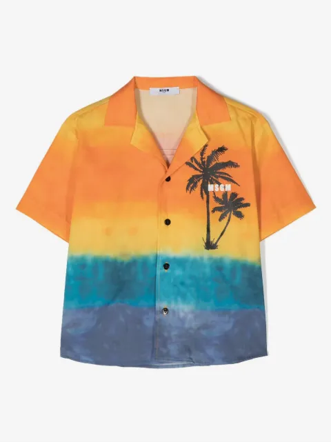MSGM Kids chemise en coton à motif palmier 