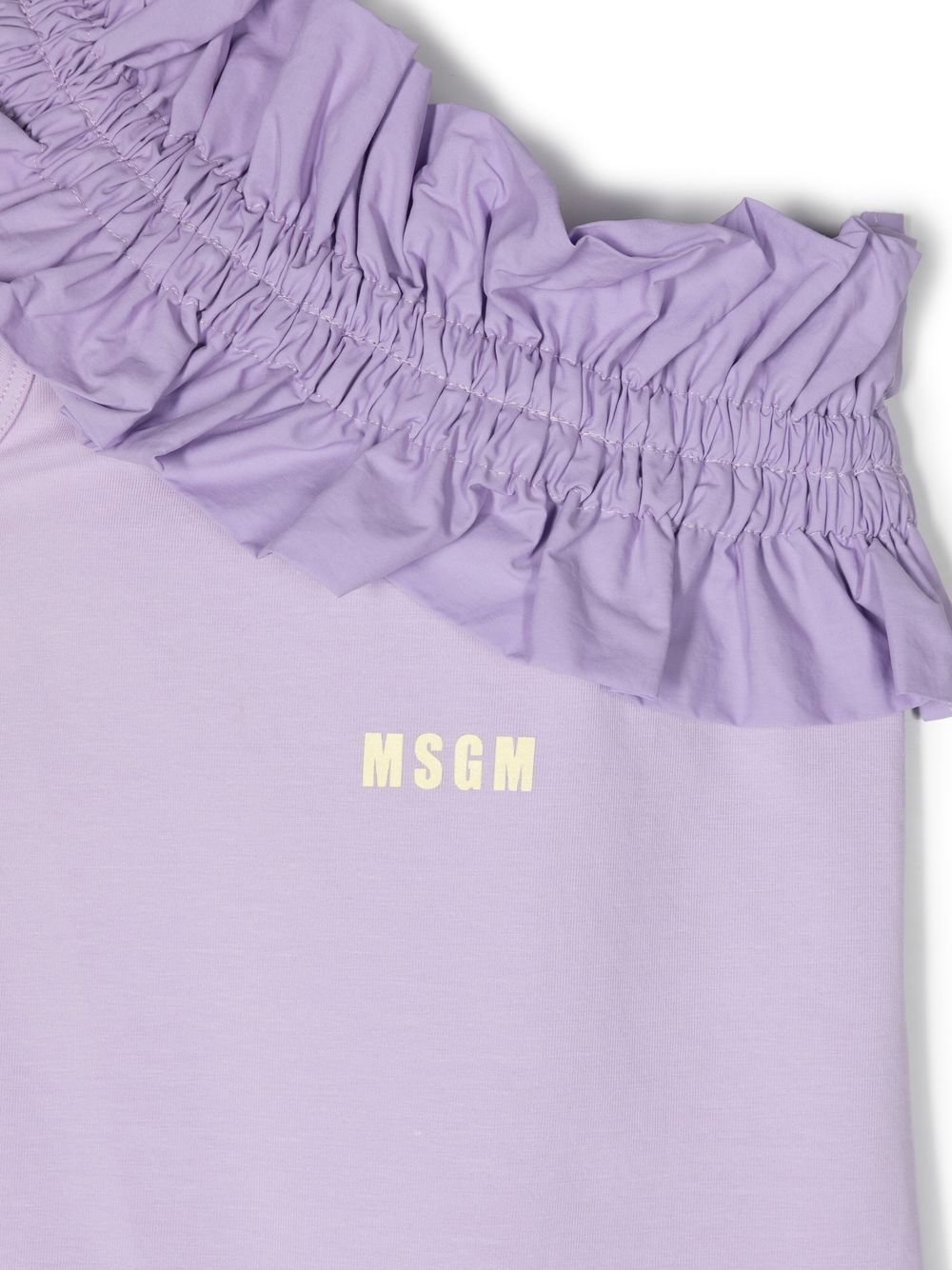 Shop Msgm Asymmetric Ruffled One-piece In Purple