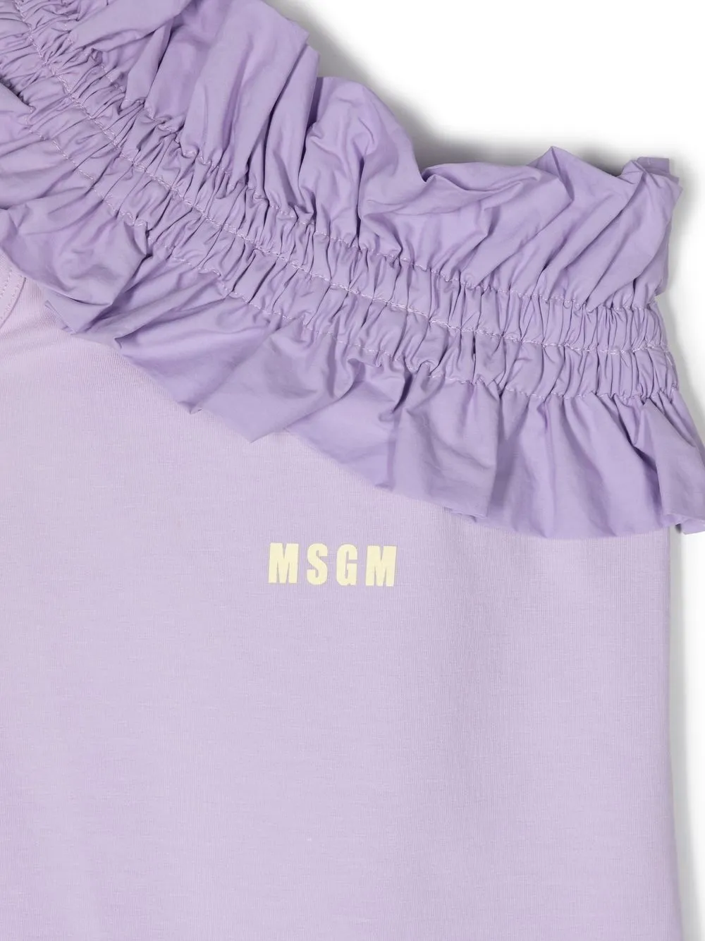 Shop Msgm Asymmetric Ruffled One-piece In Purple