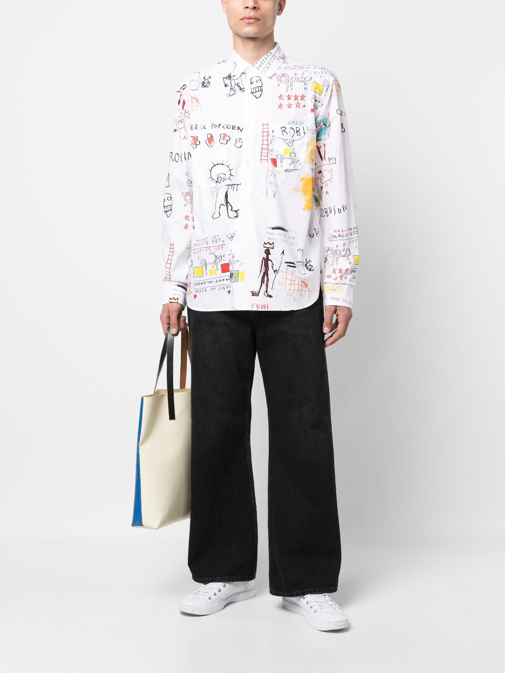 Junya Watanabe MAN Overhemd met print - Wit