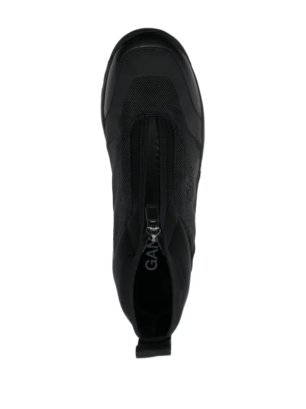 Ganni cleated mid Chelsea boots black patent leather | Pipe