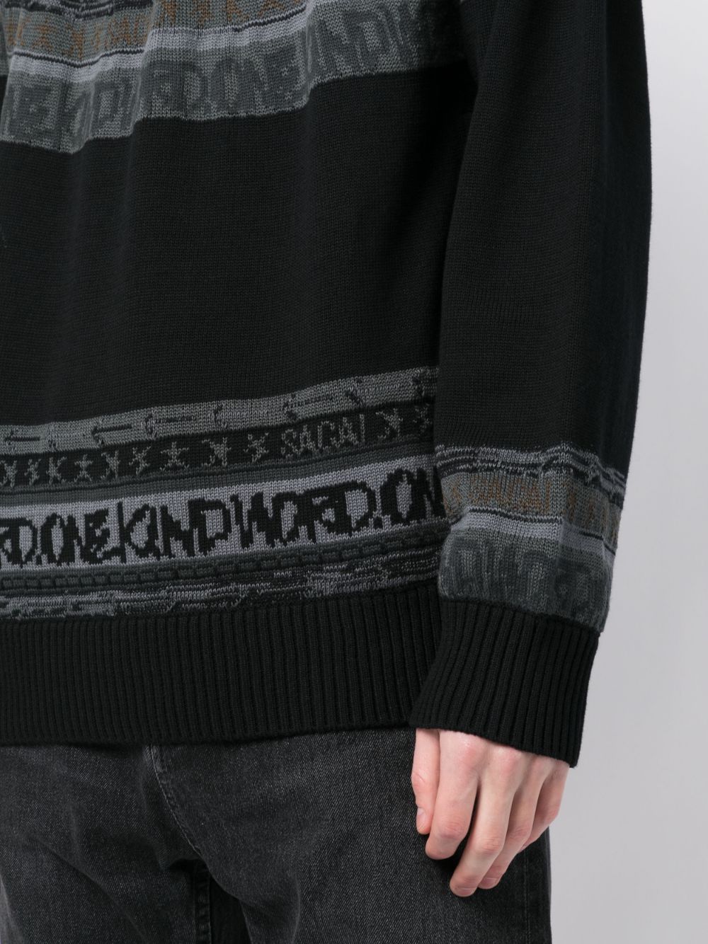 Shop Sacai Embroidered-design Cotton Jumper In Black