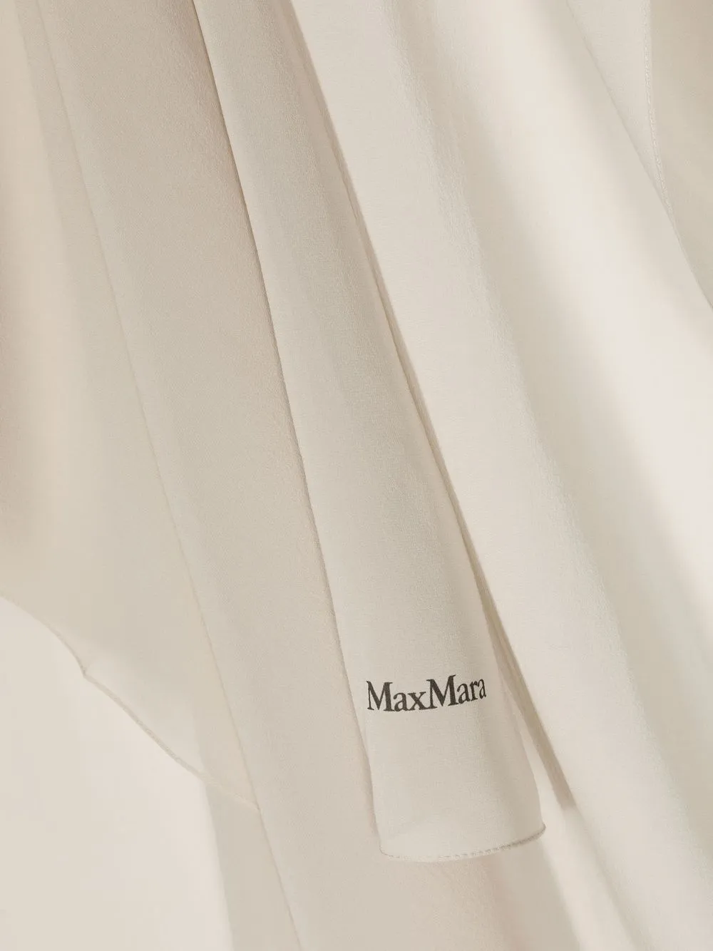 Shop Max Mara Embroidered Logo Silk Scarf In Neutrals