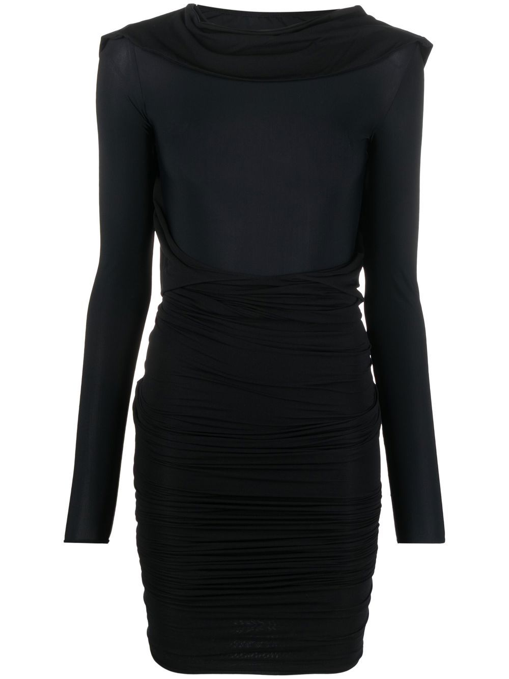 MM6 Maison Margiela long-sleeve ruched dress – Black