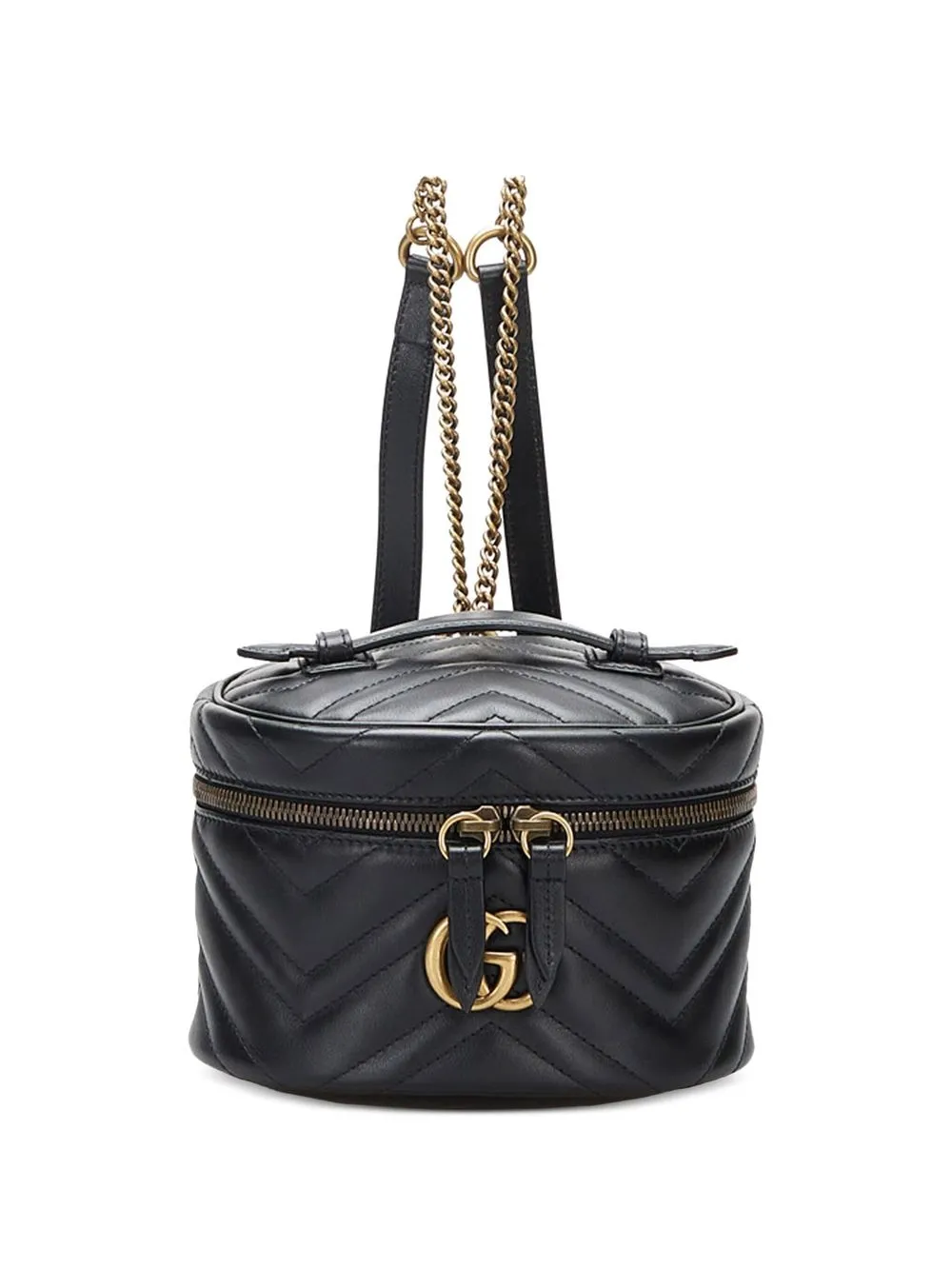 Pre-owned Gucci Marmont Double G 双肩包 In Black