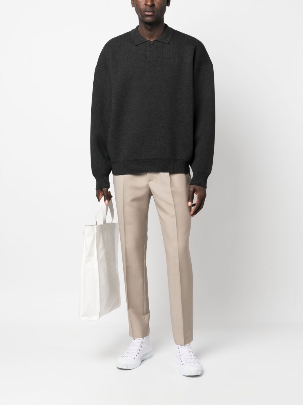 Shop Fear Of God Pleated Tapered-leg Trousers In Neutrals