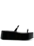 Giuseppe Zanotti Crystal-embellished 70mm leather platform slides - Black