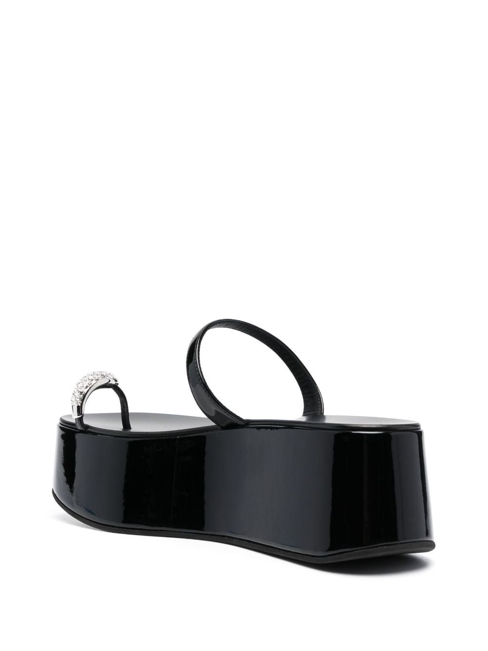 Shop Giuseppe Zanotti Crystal-embellished 70mm Leather Platform Slides In Schwarz