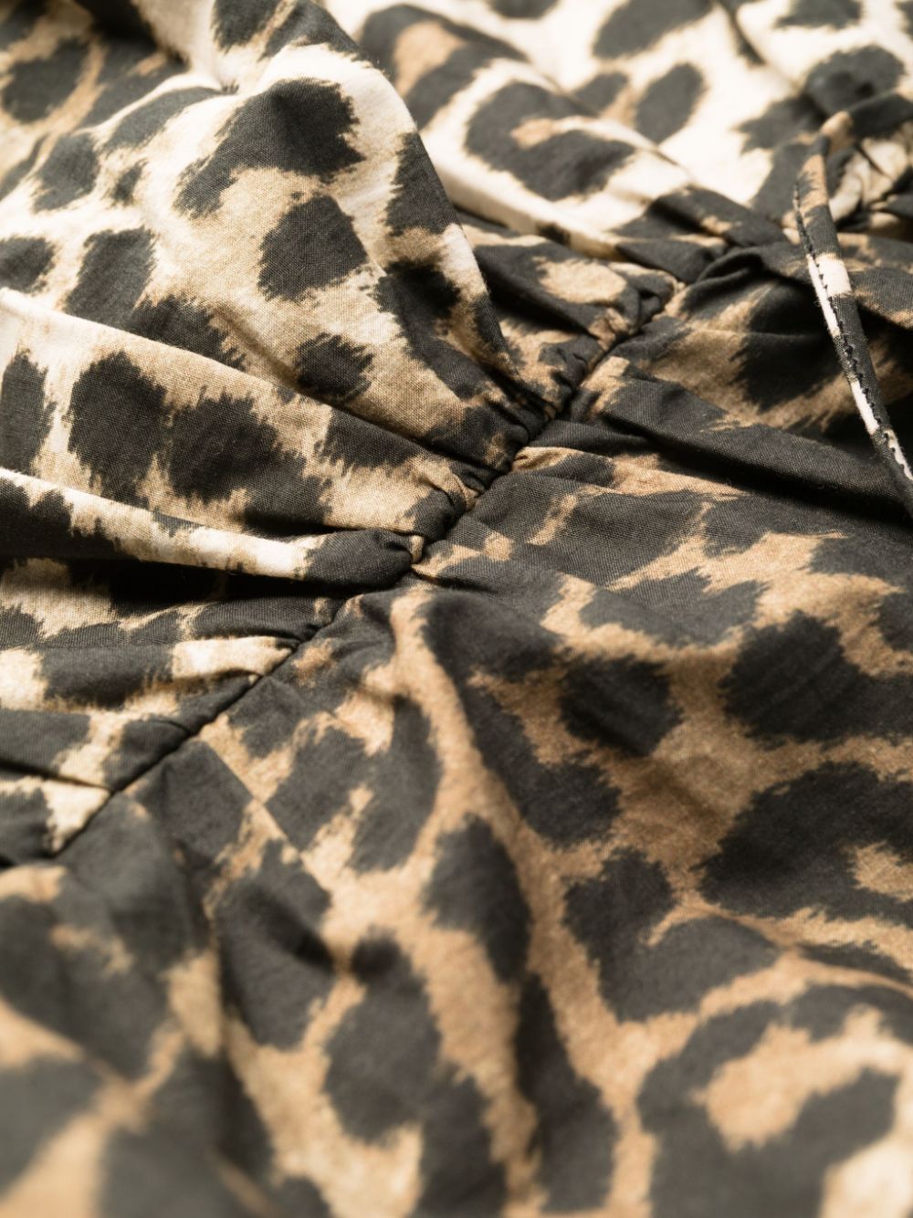 Shop Ganni Leopard-print Organic Cotton Dress In Braun