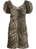 GANNI leopard-print organic cotton dress - Brown