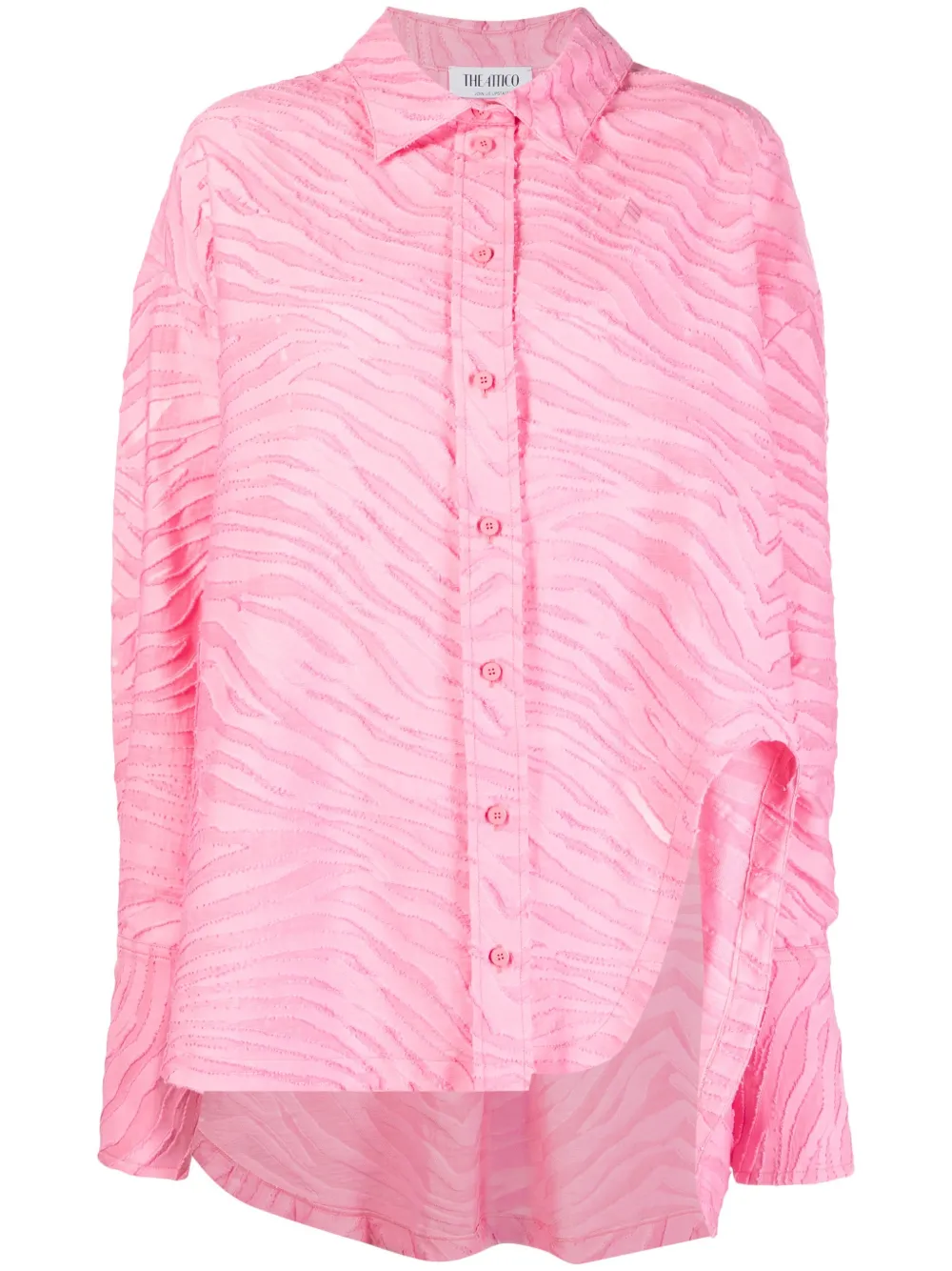 Attico Oversize Geranium-colored Cotton Zebra Fil Coupè Shirt In Pink