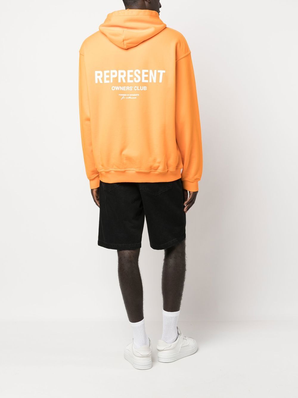 Shop Represent Logo Print Cotton Hoodie In Orange