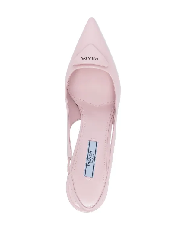 Prada Triangle Logo Slingback Pumps | Pink | FARFETCH
