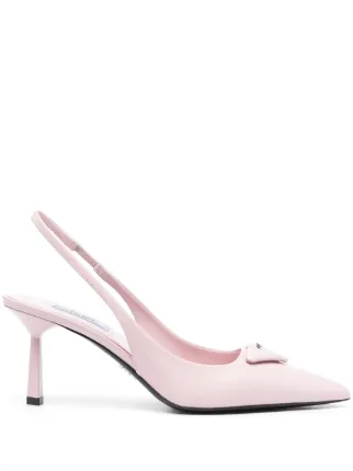 Prada Triangle Logo Slingback Pumps - Farfetch