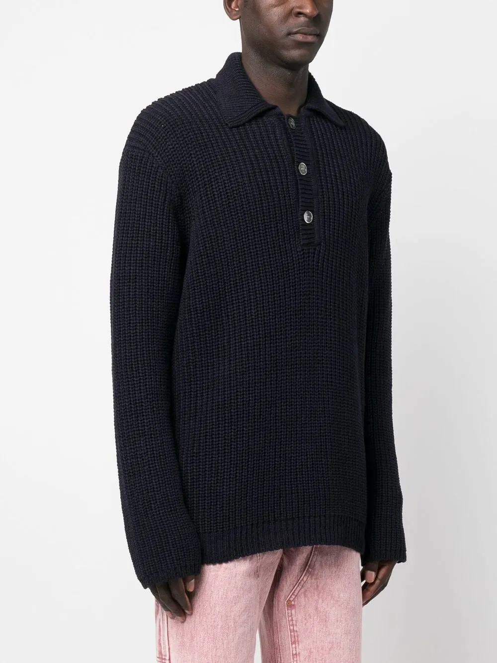 Shop Our Legacy Ribbed-knit Cotton Jumper In Blau