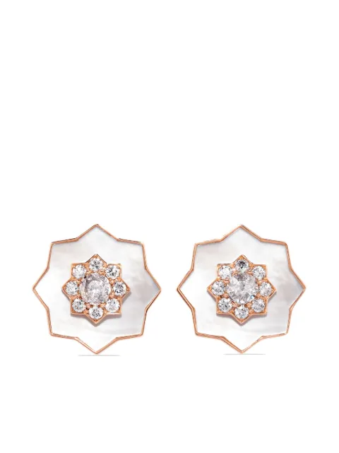 David Morris 18kt rose gold Astra diamond and mother-of-pearl earrings