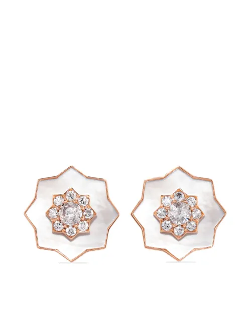 Boucles d'oreilles en or 18ct pavées de diamants - David Morris - Modalova