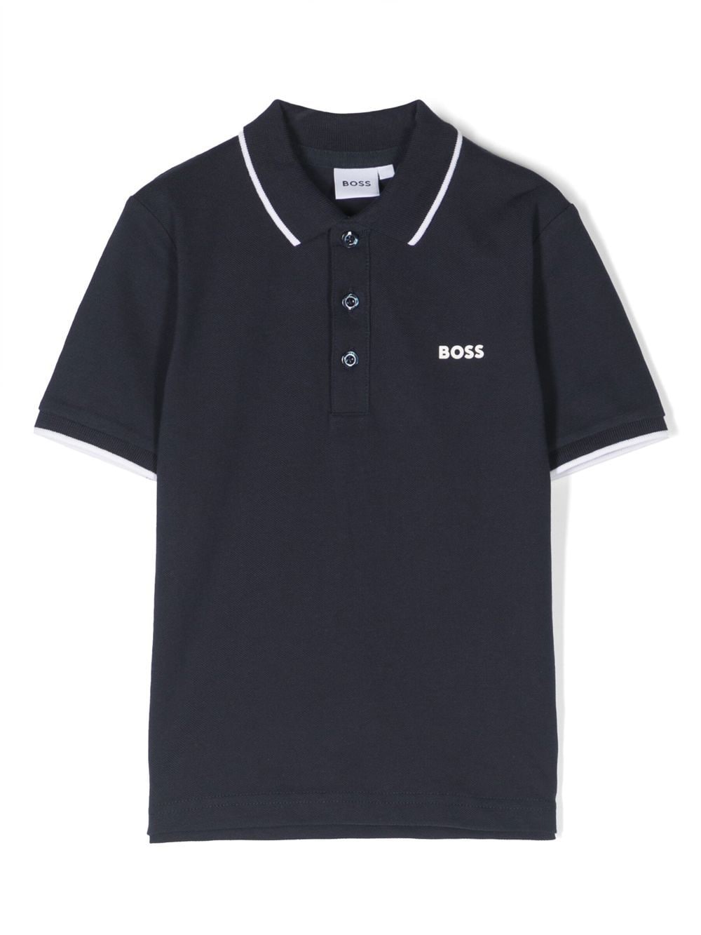 Shop Bosswear Logo-print Polo Shirt In Blau