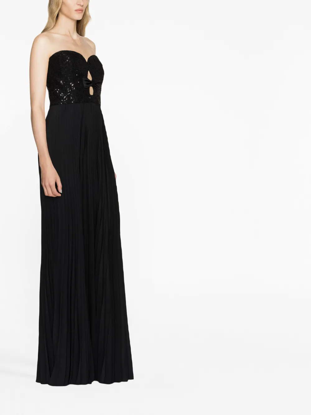 Elie Saab Strapless Sequinned Cut-out Gown In Black | ModeSens