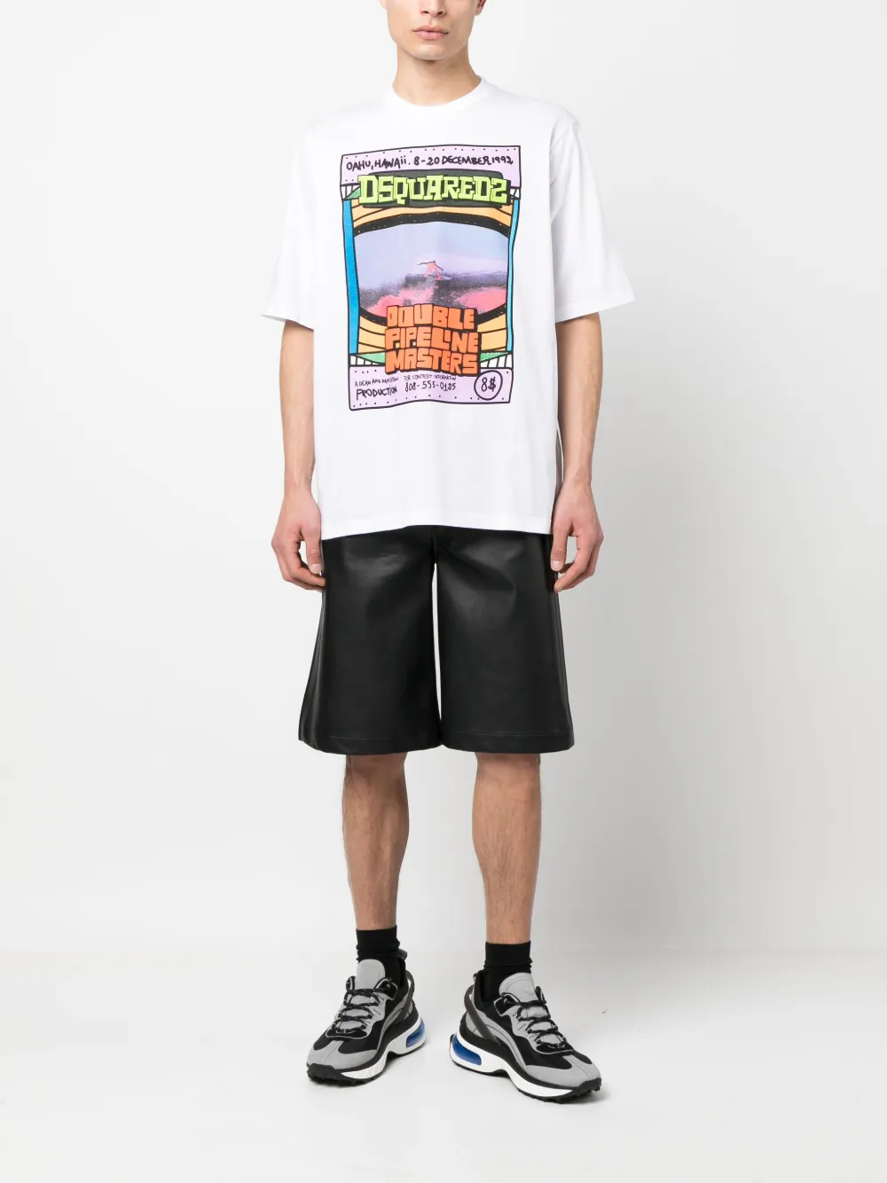 Dsquared2 Crew Neck Graphic Print Short Sleeves In White
